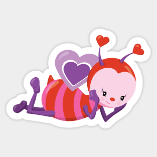 Cute Bee Valentine's day Design Sticker